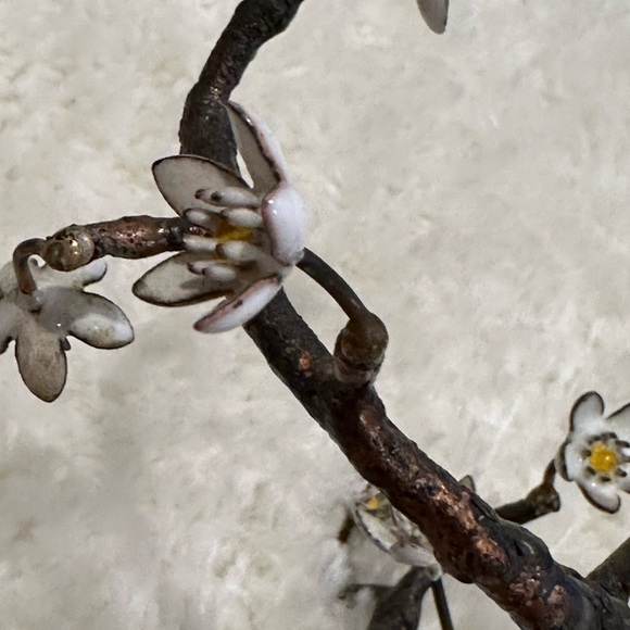 Vintage Bovano Enamel Flower Sculpture Bonsai Tree Enamel Copper - Picture 8 of 8